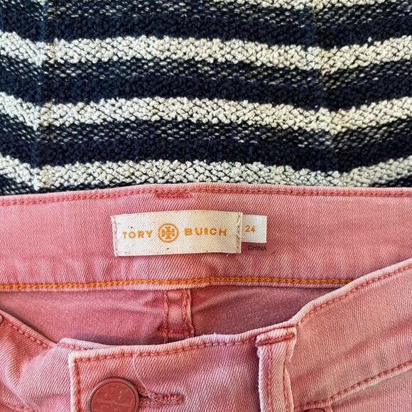 Tory Burch Rose Pink Slim Straight Leg Low Rise Jeans 24 - Picture 7 of 8